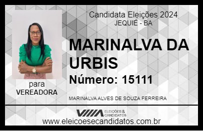 Candidato MARINALVA DA URBIS 2024 - JEQUIÉ - Eleições