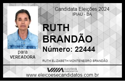 Candidato RUTH BRANDÃO 2024 - IPIAÚ - Eleições