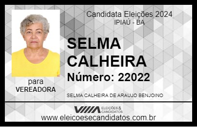 Candidato SELMA CALHEIRA 2024 - IPIAÚ - Eleições