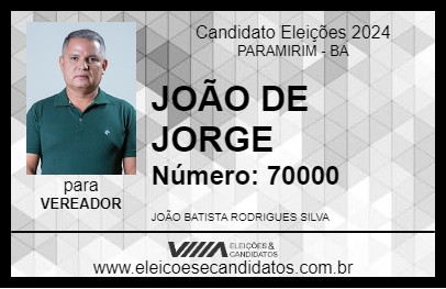 Candidato JOÃO DE JORGE 2024 - PARAMIRIM - Eleições