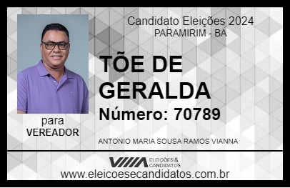 Candidato TÕE DE GERALDA 2024 - PARAMIRIM - Eleições