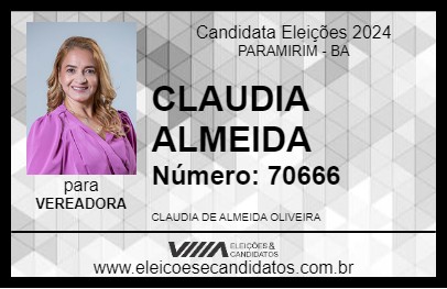 Candidato CLAUDIA ALMEIDA 2024 - PARAMIRIM - Eleições