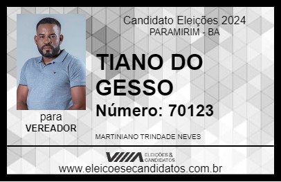 Candidato TIANO DO GESSO 2024 - PARAMIRIM - Eleições