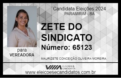 Candidato ZETE DO SINDICATO 2024 - PARAMIRIM - Eleições