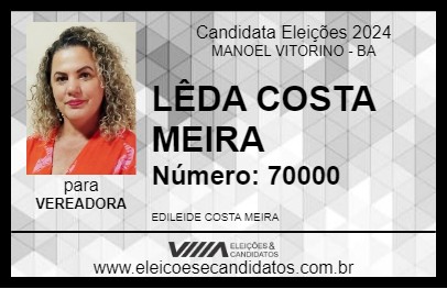 Candidato LÊDA COSTA MEIRA 2024 - MANOEL VITORINO - Eleições