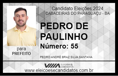 Candidato PEDRO DE PAULINHO 2024 - CABACEIRAS DO PARAGUAÇU - Eleições