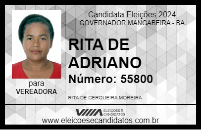 Candidato RITA DE ADRIANO 2024 - GOVERNADOR MANGABEIRA - Eleições