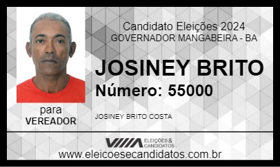 Candidato JOSINEY BRITO 2024 - GOVERNADOR MANGABEIRA - Eleições