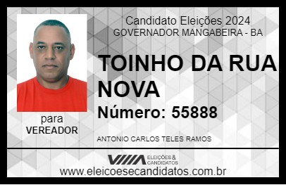 Candidato TOINHO DA RUA NOVA 2024 - GOVERNADOR MANGABEIRA - Eleições