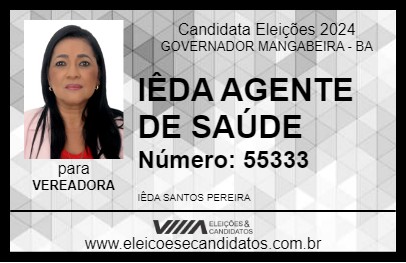 Candidato IÊDA AGENTE DE SAÚDE 2024 - GOVERNADOR MANGABEIRA - Eleições