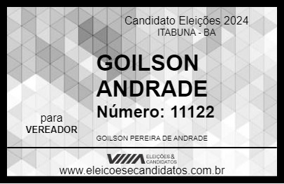 Candidato GOILSON ANDRADE 2024 - ITABUNA - Eleições