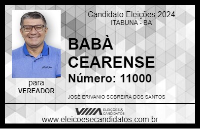 Candidato BABÀ CEARENSE 2024 - ITABUNA - Eleições