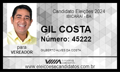 Candidato GIL COSTA 2024 - IBICARAÍ - Eleições