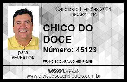 Candidato CHICO DO DOCE 2024 - IBICARAÍ - Eleições