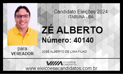 Candidato ZÉ ALBERTO 2024 - ITABUNA - Eleições