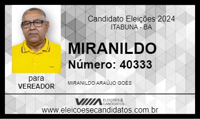 Candidato MIRANILDO 2024 - ITABUNA - Eleições