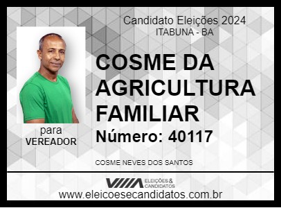 Candidato COSME DA AGRICULTURA FAMILIAR 2024 - ITABUNA - Eleições