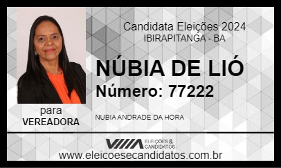 Candidato NÚBIA DE LIÓ 2024 - IBIRAPITANGA - Eleições