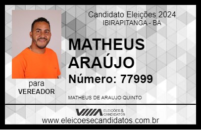 Candidato MATHEUS ARAÚJO 2024 - IBIRAPITANGA - Eleições