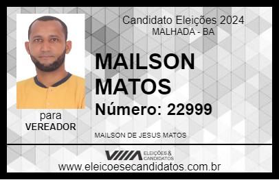 Candidato MAILSON MATOS 2024 - MALHADA - Eleições