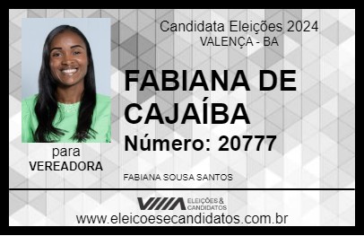 Candidato FABIANA DE CAJAÍBA 2024 - VALENÇA - Eleições