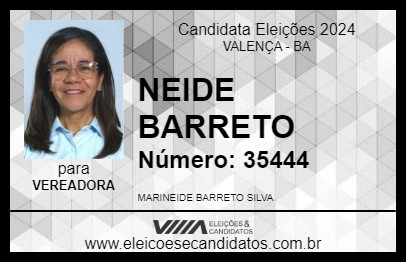 Candidato NEIDE BARRETO 2024 - VALENÇA - Eleições