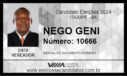 Candidato NEGO GENI 2024 - ITAJUÍPE - Eleições