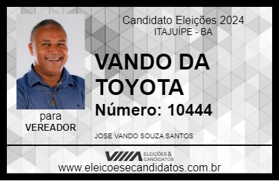 Candidato VANDO DA TOYOTA 2024 - ITAJUÍPE - Eleições