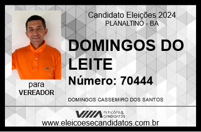 Candidato DOMINGOS DO LEITE 2024 - PLANALTINO - Eleições