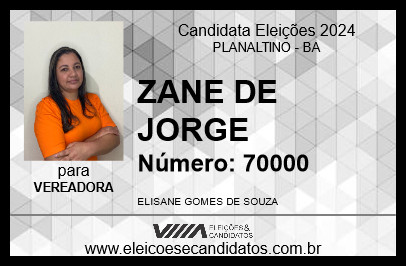 Candidato ZANE DE JORGE 2024 - PLANALTINO - Eleições