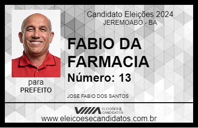 Candidato FABIO DA FARMACIA 2024 - JEREMOABO - Eleições