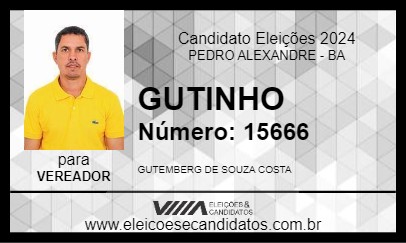 Candidato GUTINHO 2024 - PEDRO ALEXANDRE - Eleições