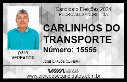 Candidato CARLINHOS DO TRANSPORTE 2024 - PEDRO ALEXANDRE - Eleições