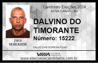 Candidato DALVINO DO TIMORANTE 2024 - NOVA CANAÃ - Eleições