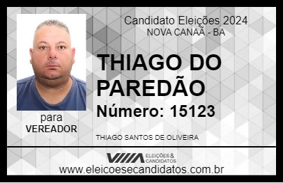 Candidato THIAGO DO PAREDÃO 2024 - NOVA CANAÃ - Eleições