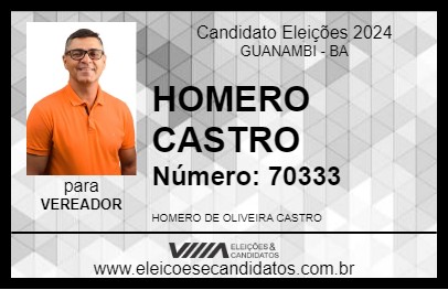 Candidato HOMERO CASTRO 2024 - GUANAMBI - Eleições