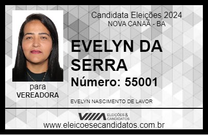 Candidato EVELYN DA SERRA 2024 - NOVA CANAÃ - Eleições