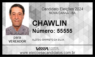 Candidato CHAWLIN 2024 - NOVA CANAÃ - Eleições