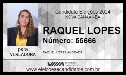 Candidato RAQUEL LOPES 2024 - NOVA CANAÃ - Eleições