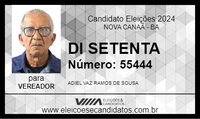 Candidato DI SETENTA 2024 - NOVA CANAÃ - Eleições