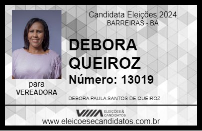 Candidato DEBORA QUEIROZ 2024 - BARREIRAS - Eleições