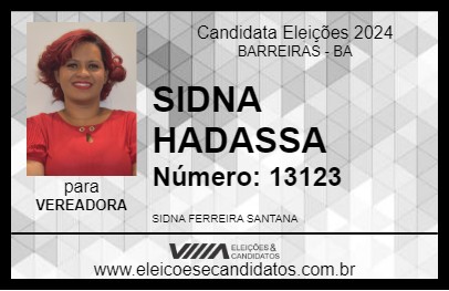 Candidato SIDNA HADASSA 2024 - BARREIRAS - Eleições