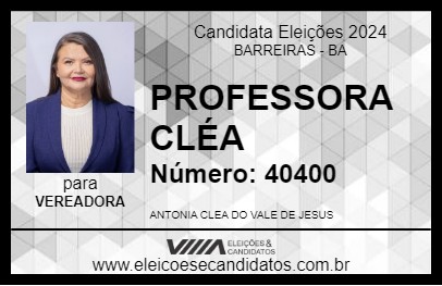 Candidato PROFESSORA CLÉA 2024 - BARREIRAS - Eleições