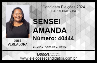 Candidato SENSEI AMANDA 2024 - BARREIRAS - Eleições