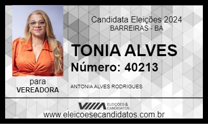 Candidato TONIA ALVES 2024 - BARREIRAS - Eleições