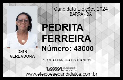 Candidato PEDRITA FERREIRA 2024 - BARRA - Eleições