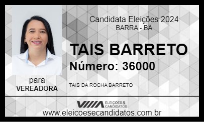 Candidato TAIS BARRETO 2024 - BARRA - Eleições