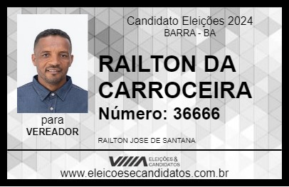 Candidato RAILTON DA CARROCEIRA 2024 - BARRA - Eleições