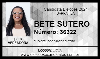 Candidato BETE SUTERO 2024 - BARRA - Eleições