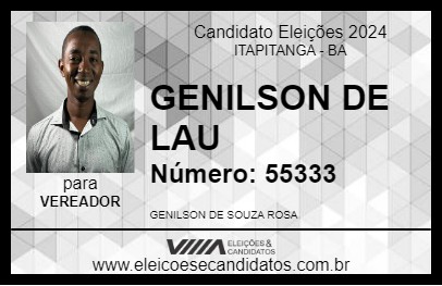 Candidato GENILSON DE LAU 2024 - ITAPITANGA - Eleições